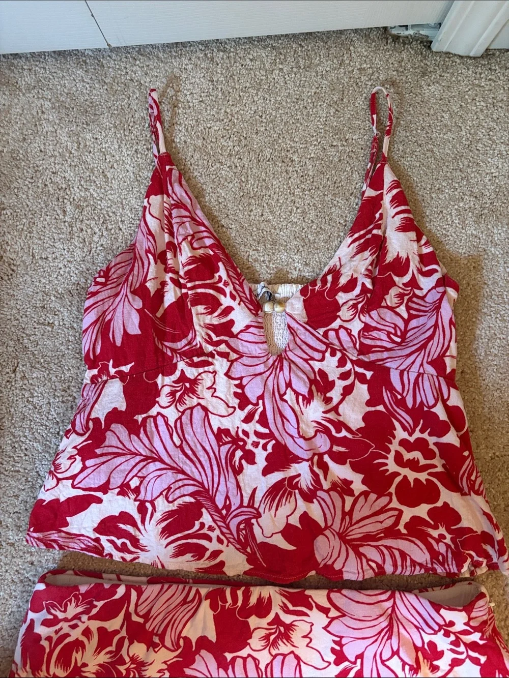 Red & Pink Floral Matching Set - Skort and Top - Women